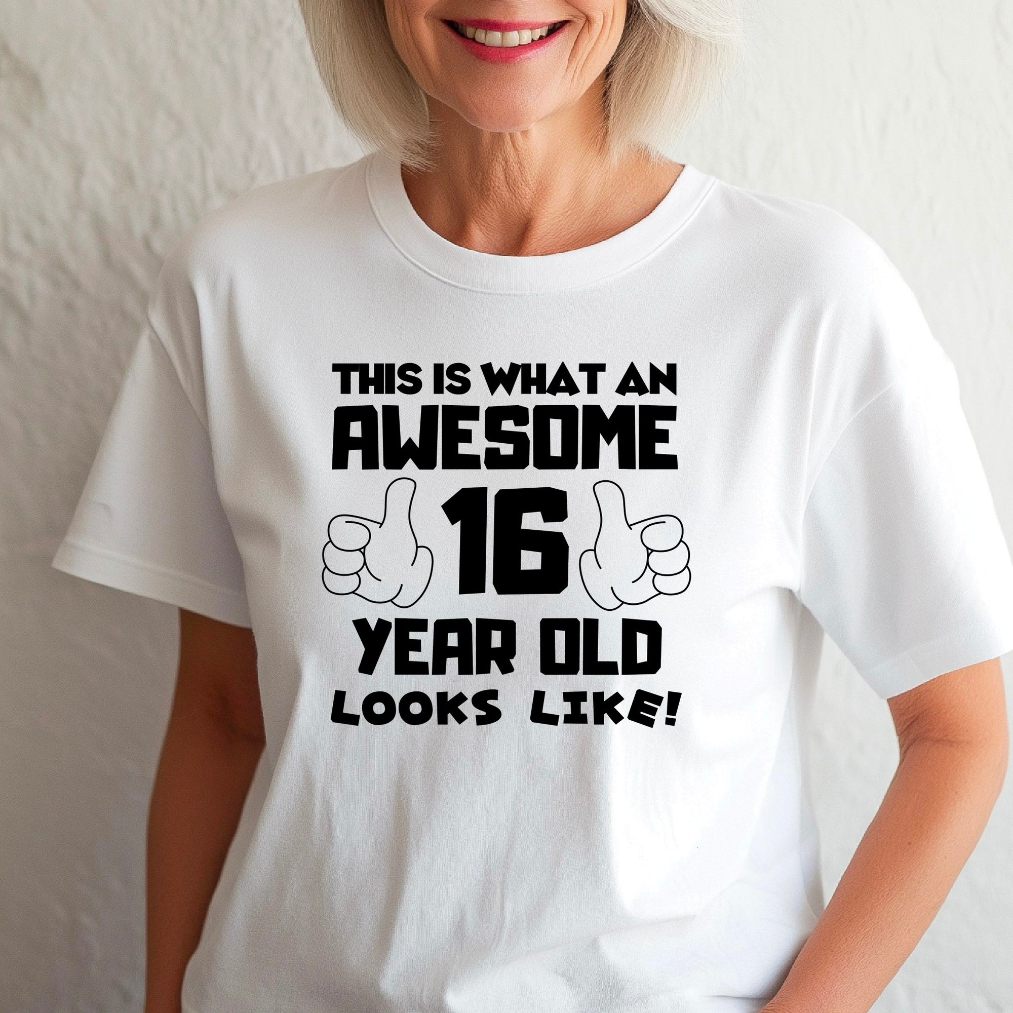 This is What an Awesome 16 Year Old Looks Like – Kids Tee Cotton - Boys Girls Birthday T-Shirt, Perfect Gift