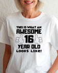 This is What an Awesome 16 Year Old Looks Like – Kids Tee Cotton - Boys Girls Birthday T-Shirt, Perfect Gift
