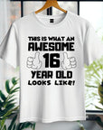 This is What an Awesome 16 Year Old Looks Like – Kids Tee Cotton - Boys Girls Birthday T-Shirt, Perfect Gift