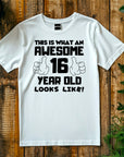 This is What an Awesome 16 Year Old Looks Like – Kids Tee Cotton - Boys Girls Birthday T-Shirt, Perfect Gift