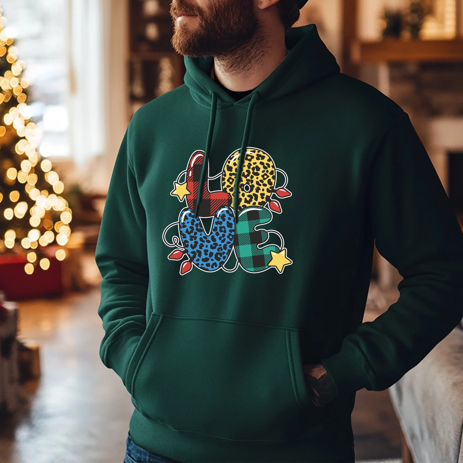 Dunkelgrüner Weihnachts-Hoodie für Herren - Festliche Feiertagskleidung