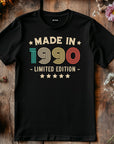 35th Birthday T-Shirt | Vintage 1990 Limited Edition | Funny 35th Gift for Men | Classic 35th Shirt for Him