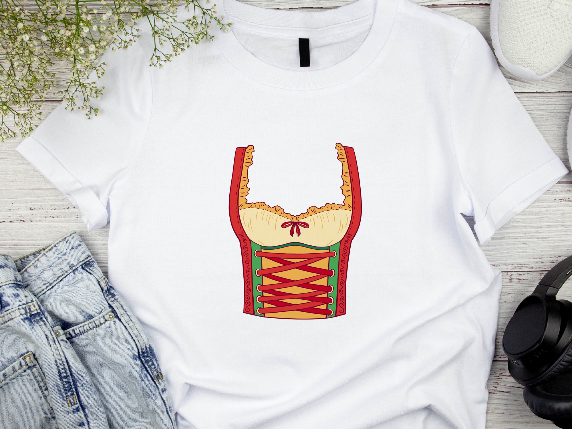 Oktoberfest Woman Costume T-Shirt, Bavarian Dirndl Style Tee, German Beer Festival Shirt, Funny Prost Shirt, Munich Party Outfit