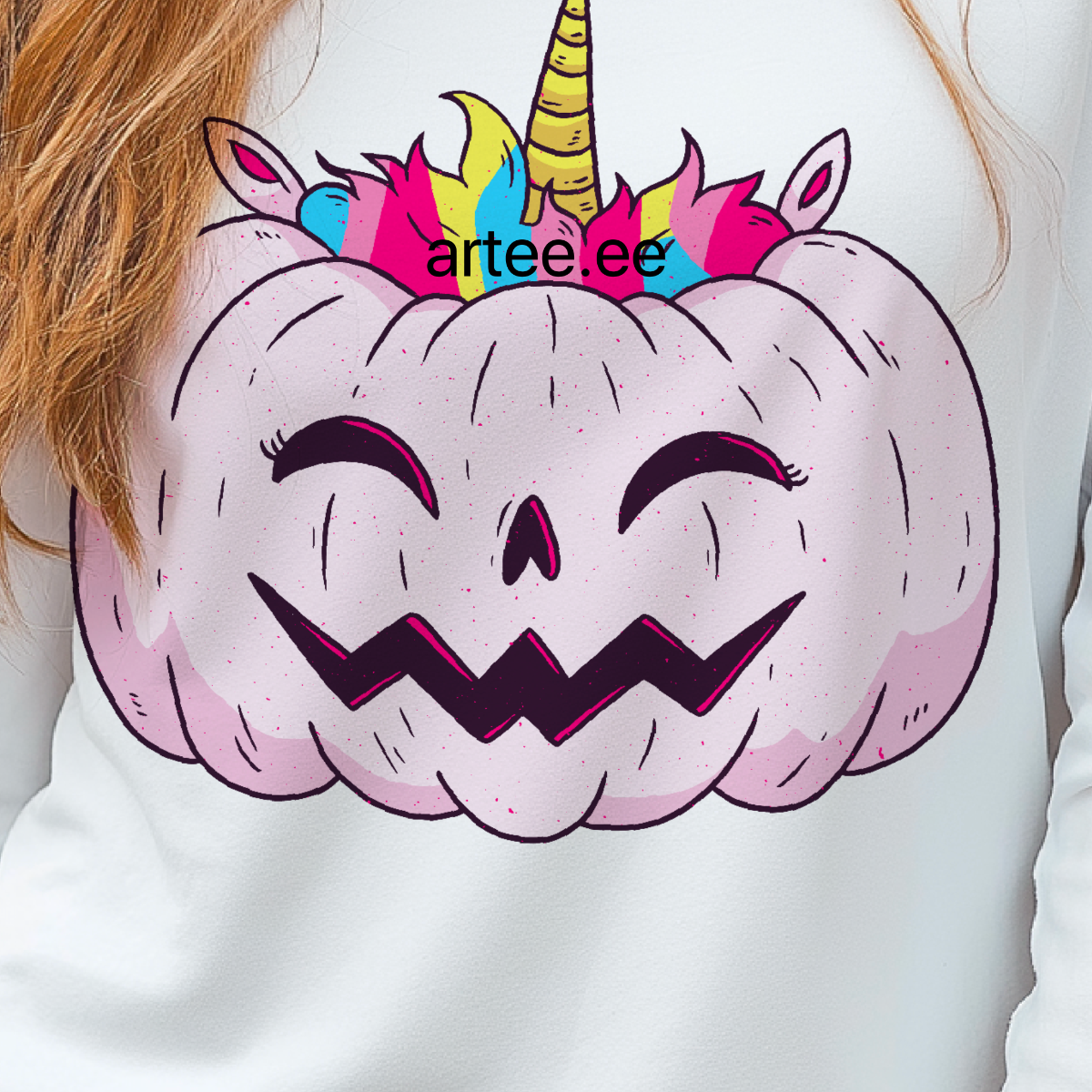 Pink Unicorn Pumpkin Graphic Organic Cotton Sweatshirt