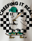 Creeping It Real Halloween Ghost Skateboard Graphic Organic Cotton T-Shirt