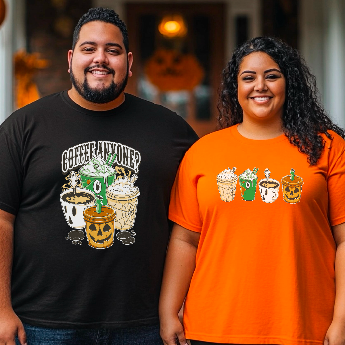 Kaffee gefällig? T-Shirt aus Bio-Baumwolle mit Halloween-Motiv