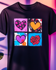 Andy Warhol Inspired Heart & Rose Pop Art Tee - Perfect Valentine Gift for Art Lovers