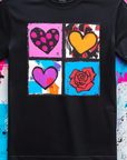 Andy Warhol Inspired Heart & Rose Pop Art Tee - Perfect Valentine Gift for Art Lovers