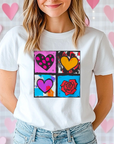 Andy Warhol Inspired Heart & Rose Pop Art Tee - Perfect Valentine Gift for Art Lovers