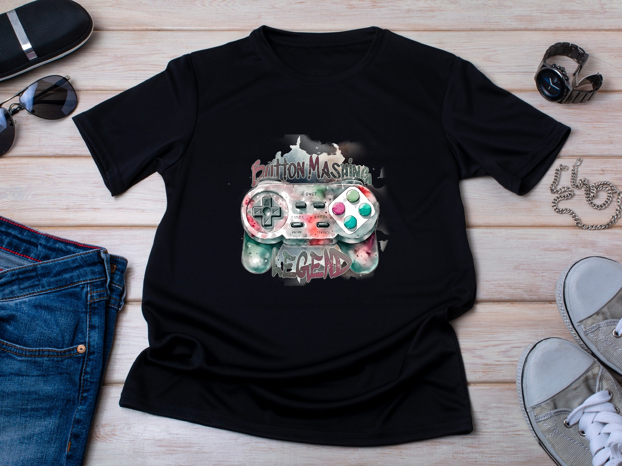Button Mashing Legend Shirt – Funny Gamer Dad T-Shirt – Joystick Retro Gaming Tee – Fathers Day Gift – Video Game Gift for Him
