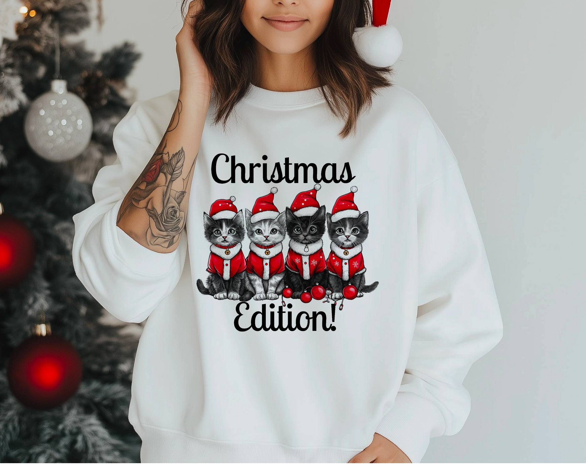 Festive Christmas Edition Cat-Themed Sweatshirt