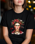 Frida Kahlo Inspired Festive Christmas T-Shirt with Unique Artistic Design