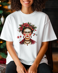 Frida Kahlo Inspired Festive Christmas T-Shirt with Unique Artistic Design