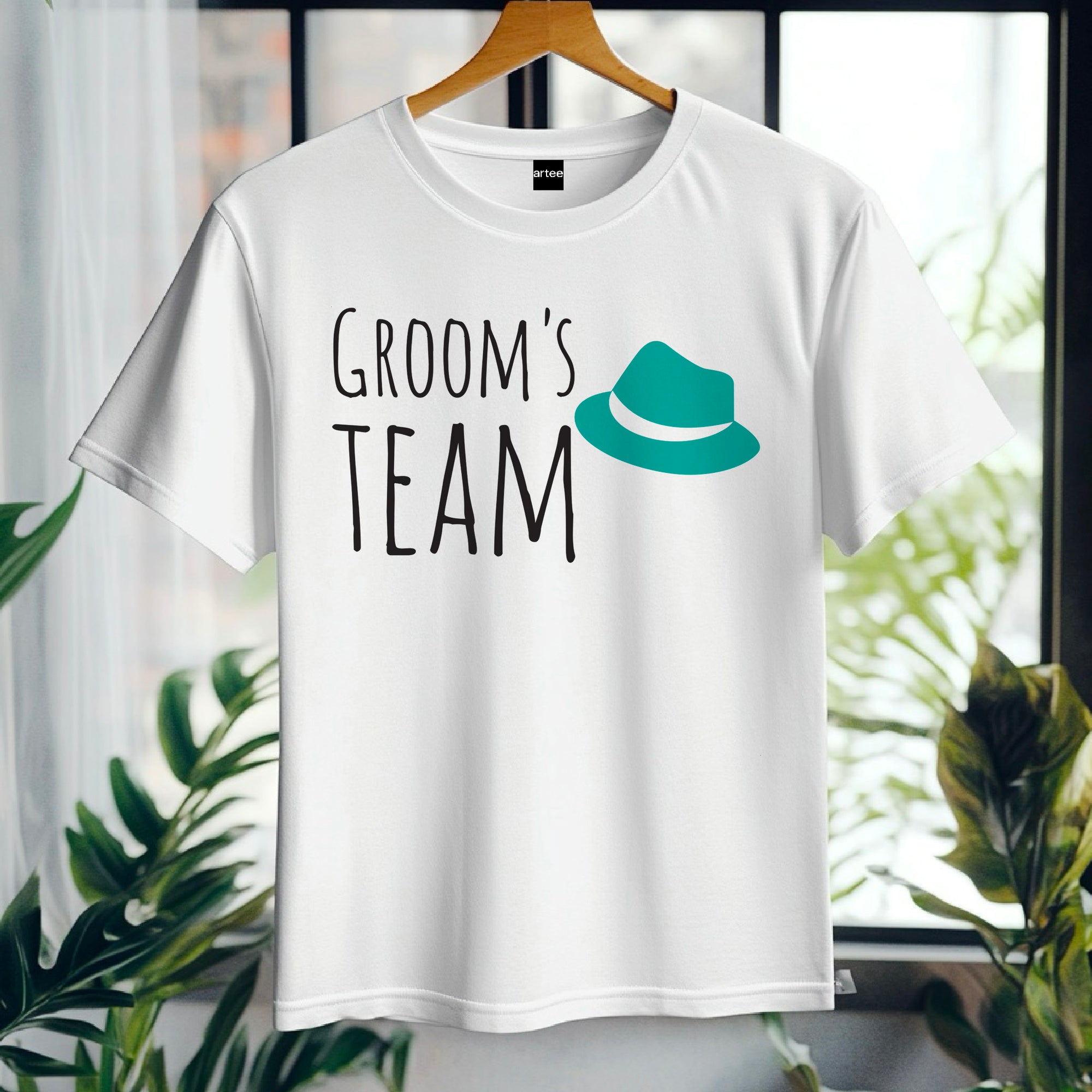 Groom’s Team T-Shirt – Green Hat Wedding Shirt for Men – Funny Bachelor Party Tee – Groomsman Outfit – Wedding Squad Shirt