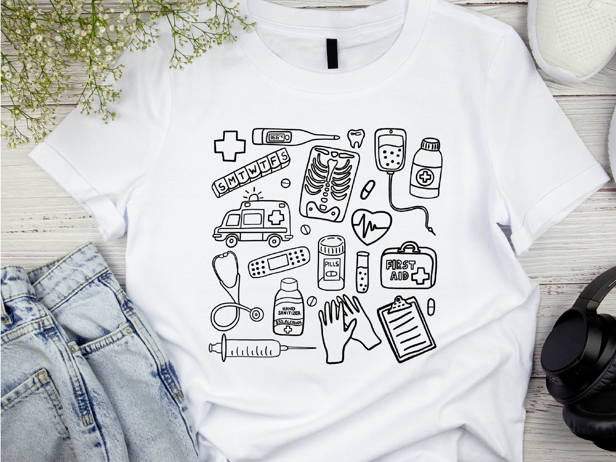 Medical Assistant Shirt, Nursing Student Gift, Medical Doodle T-Shirt, Med School Tee, Nurse Doodle Shirt, Radiology Doodles, Medical Student Gift