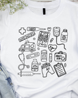 Medical Assistant Shirt, Nursing Student Gift, Medical Doodle T-Shirt, Med School Tee, Nurse Doodle Shirt, Radiology Doodles, Medical Student Gift