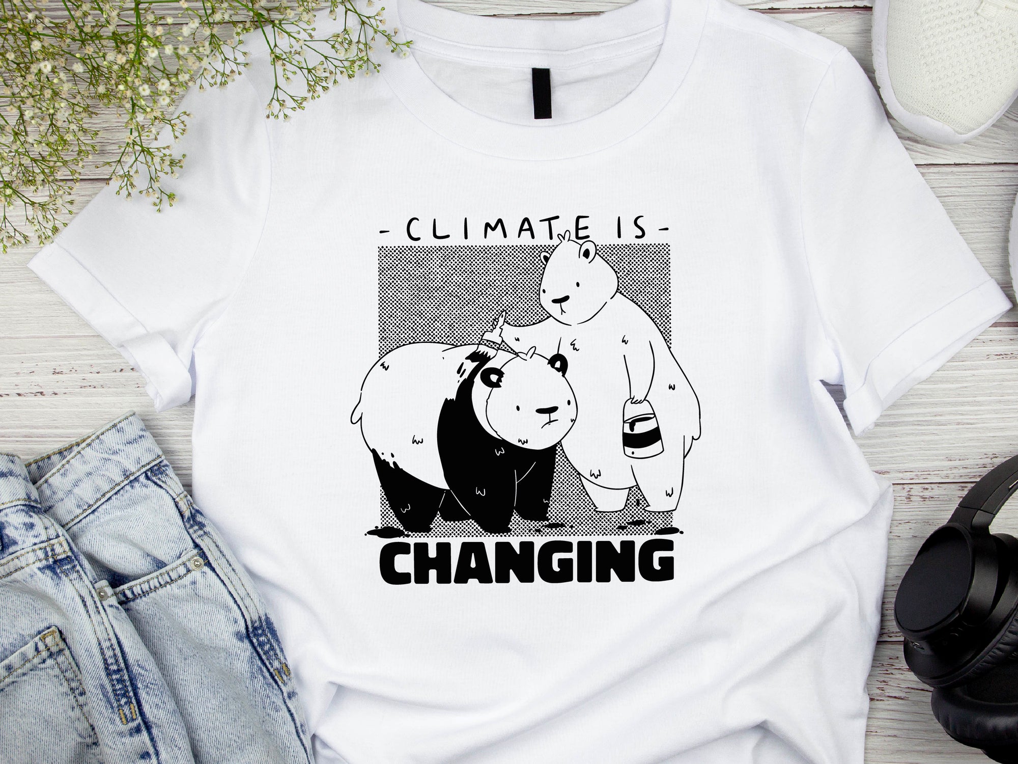 Panda Klimabewusstsein T-Shirt "Change is Coming" Edition