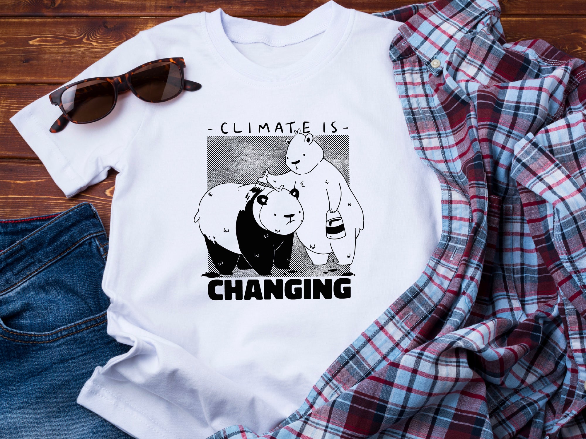 Panda Klimabewusstsein T-Shirt "Change is Coming" Edition