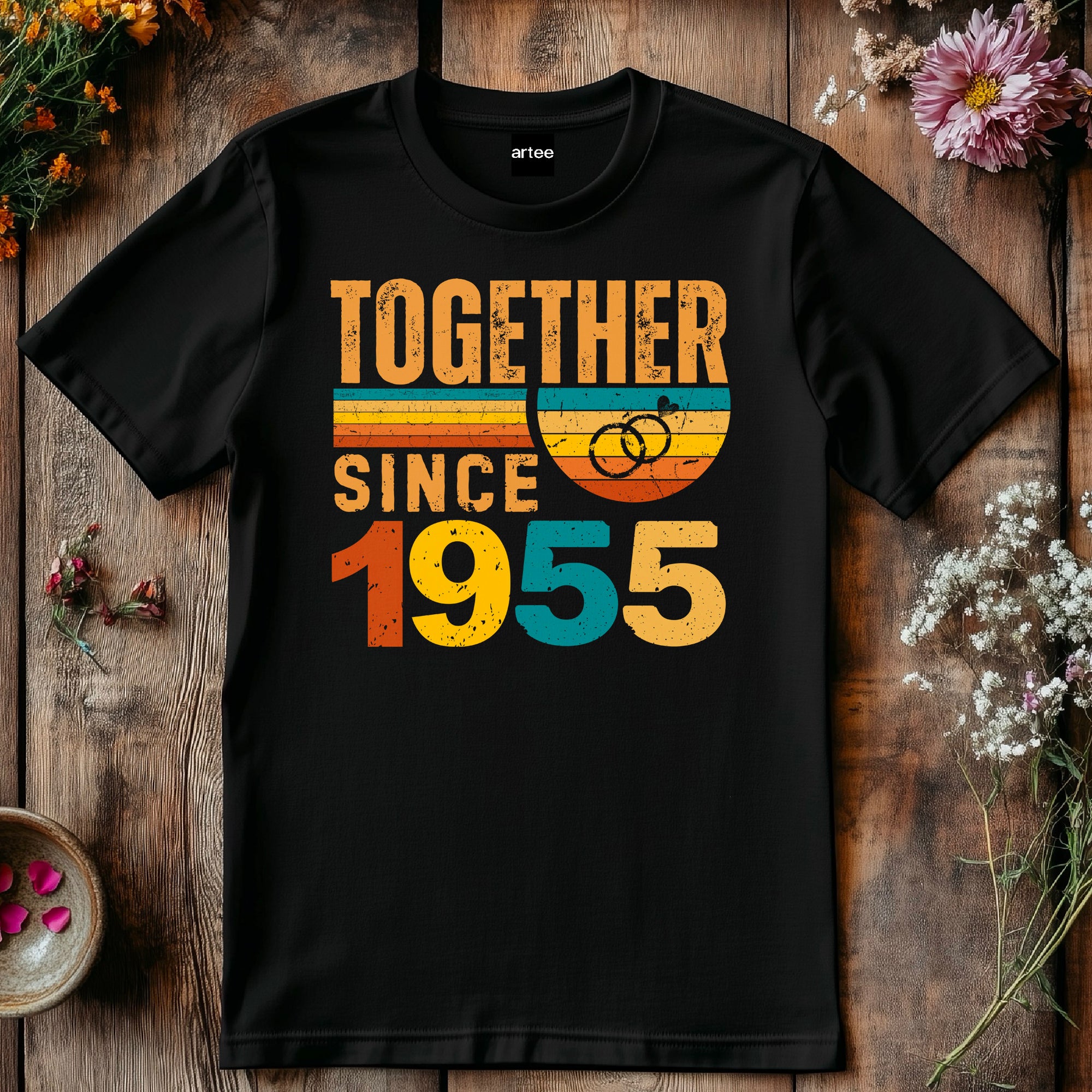 Rings Together Since 1955 Shirt – Vintage Anniversary T-Shirt – Unisex Couple Tee – Husband Wife Matching Shirt – Est 1955 Love Gift