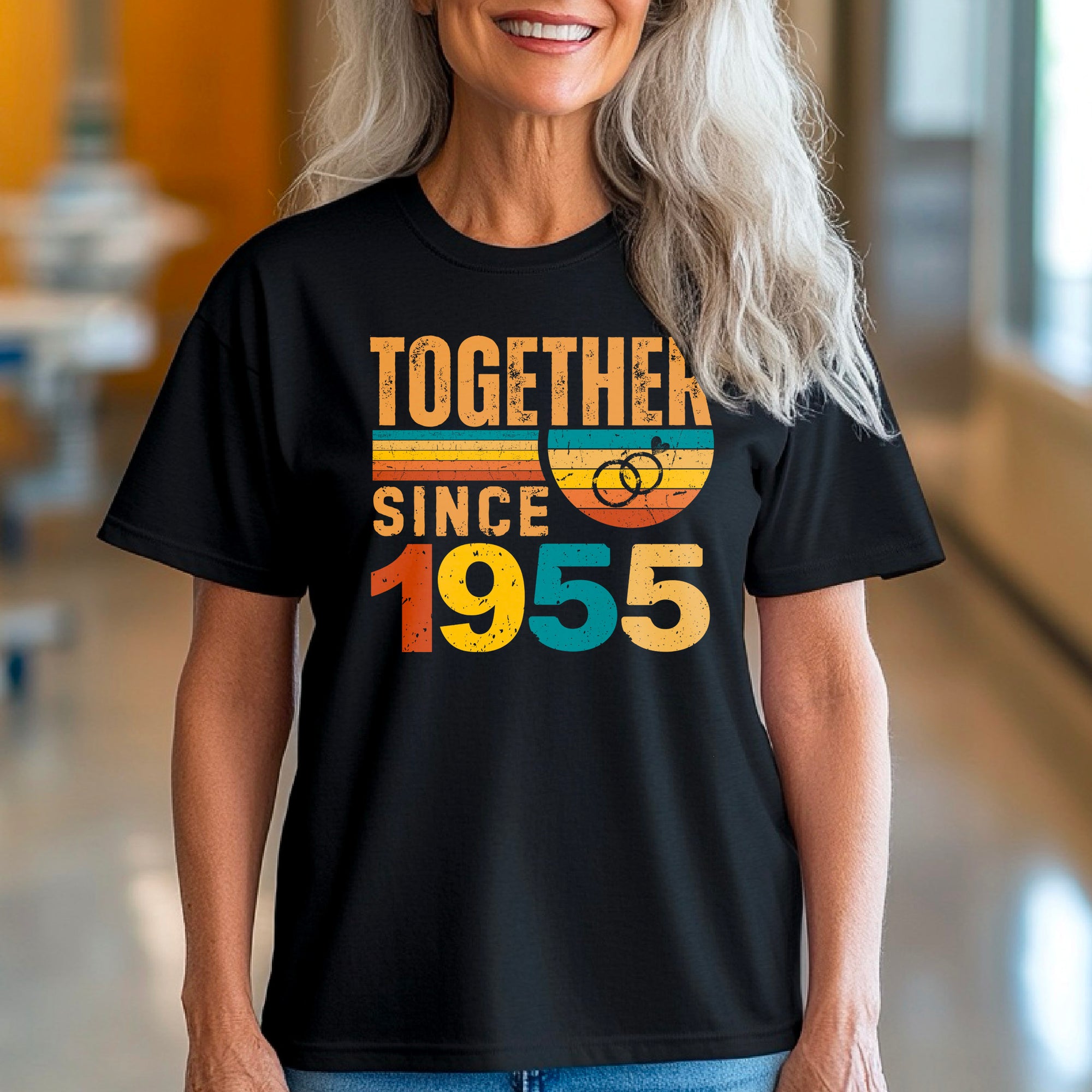 Rings Together Since 1955 Shirt – Vintage Anniversary T-Shirt – Unisex Couple Tee – Husband Wife Matching Shirt – Est 1955 Love Gift