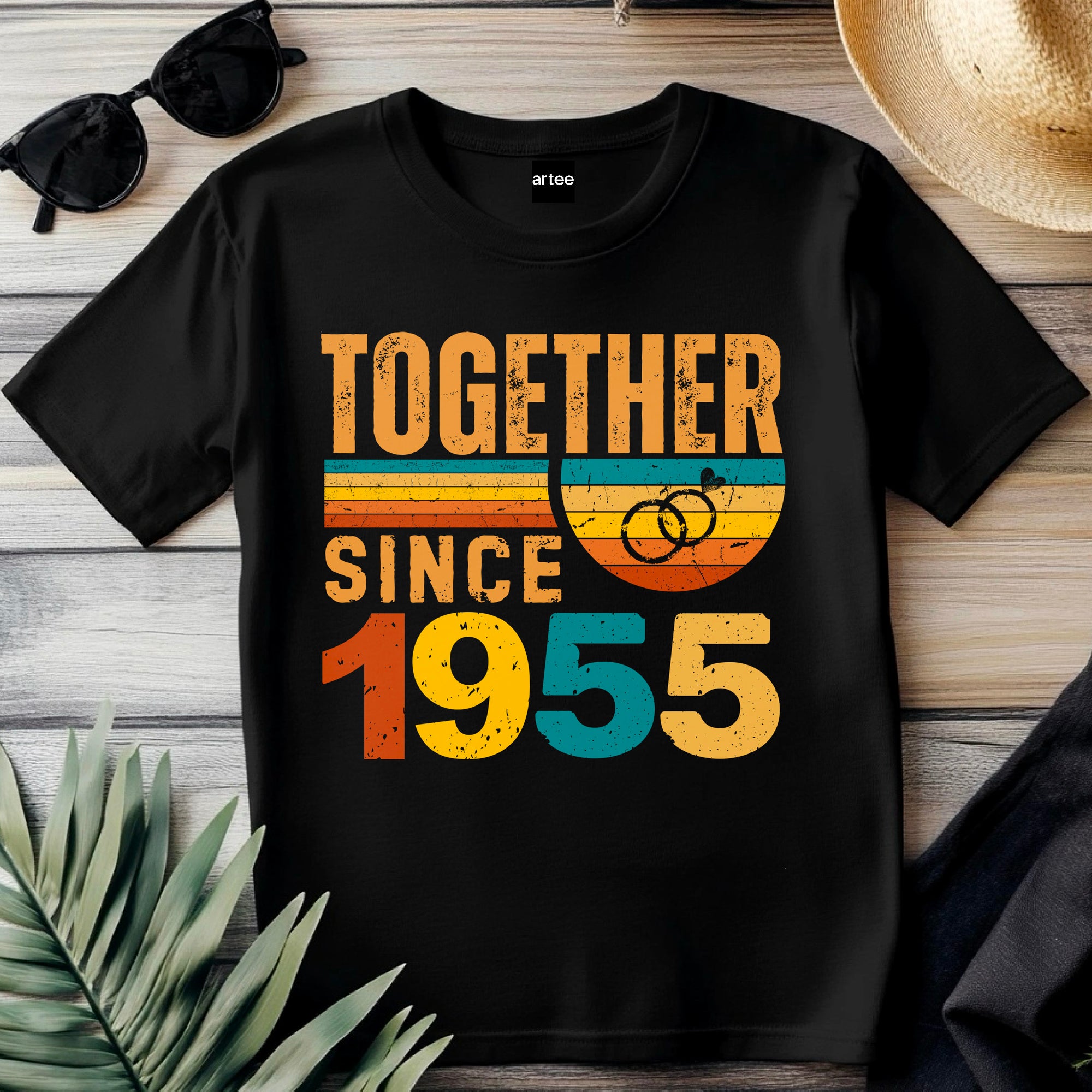 Rings Together Since 1955 Shirt – Vintage Anniversary T-Shirt – Unisex Couple Tee – Husband Wife Matching Shirt – Est 1955 Love Gift