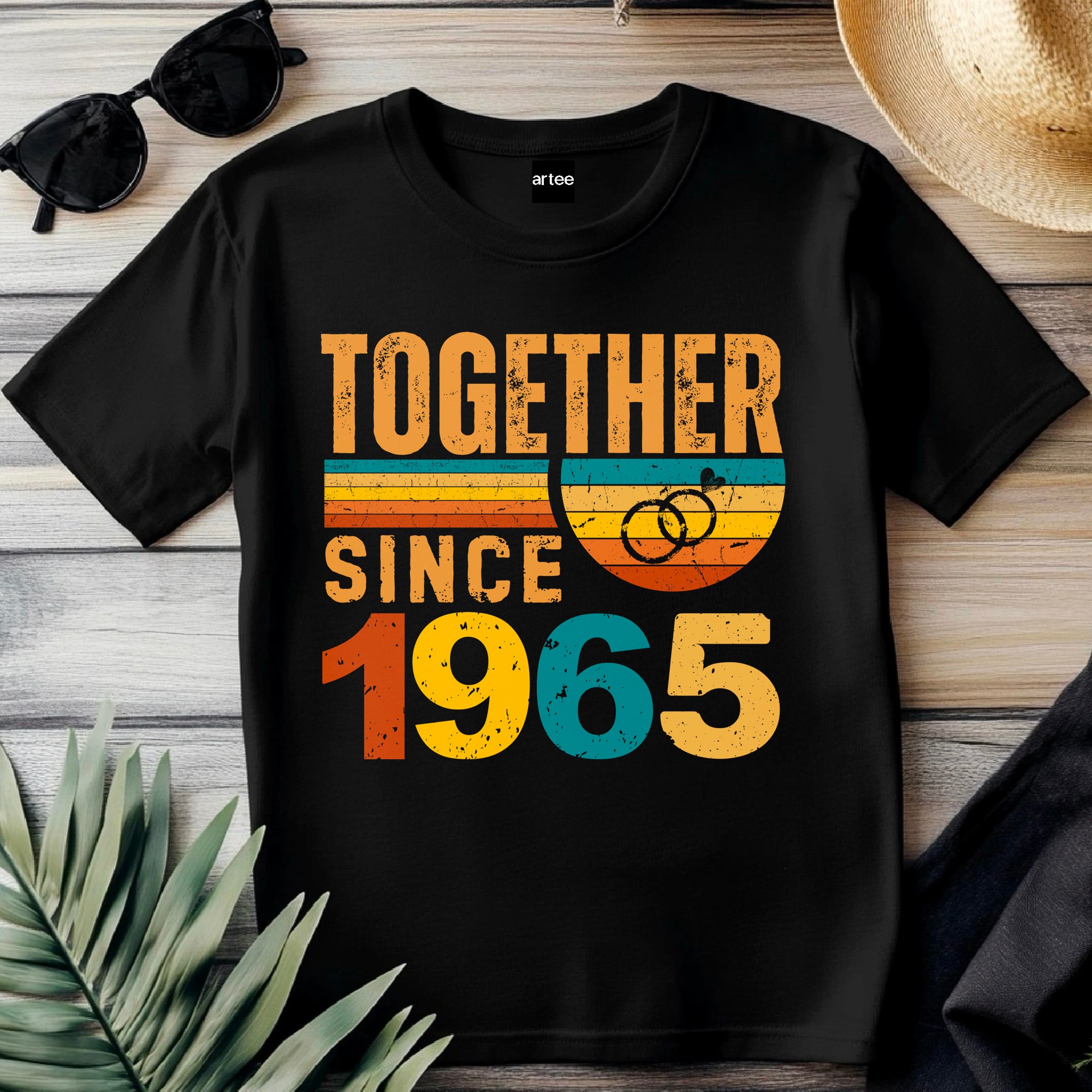 Matching Couple Tee, Husband Wife Unisex Shirt, Est 1965 Love Gift, Rings Together Since 1965 Shirt – 60th Anniversary T-Shirt