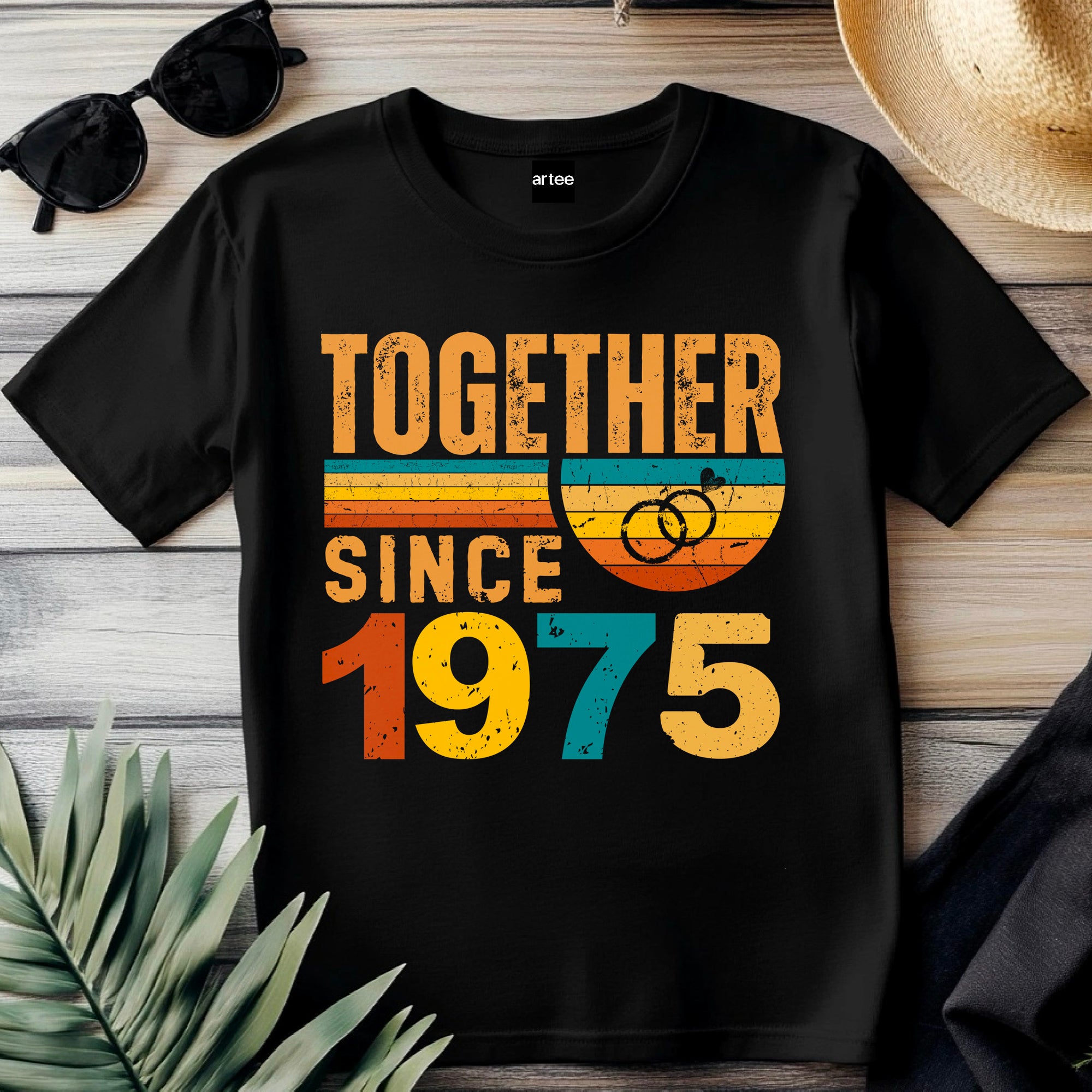 Matching Couple Tee, Husband Wife Unisex Shirt, Est 1975 Love Gift, Rings Together Since 1975 Shirt – 50th Anniversary T-Shirt
