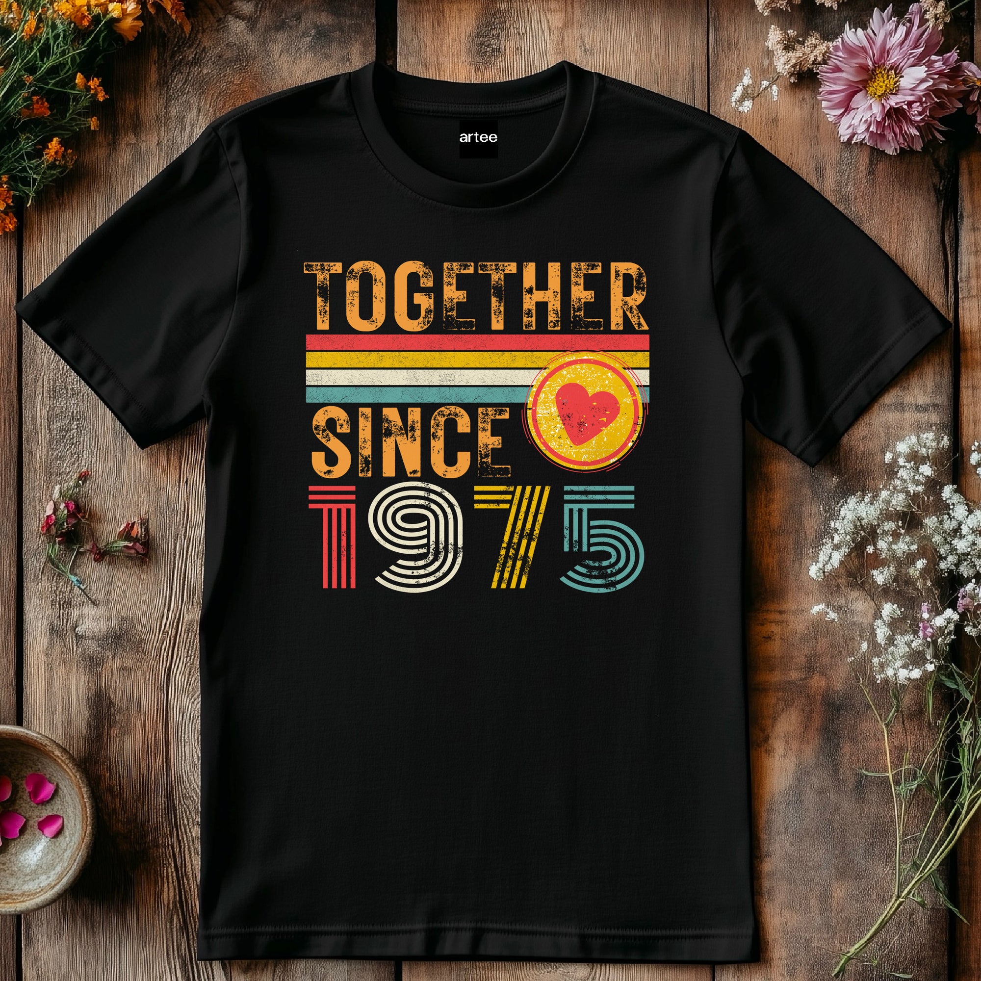 50th Anniversary Shirt for Couple, Together Since 1975 Tee, Husband and Wife Matching Shirt, Est. 1975 Love Gift, Golden Anniversary T-Shirt