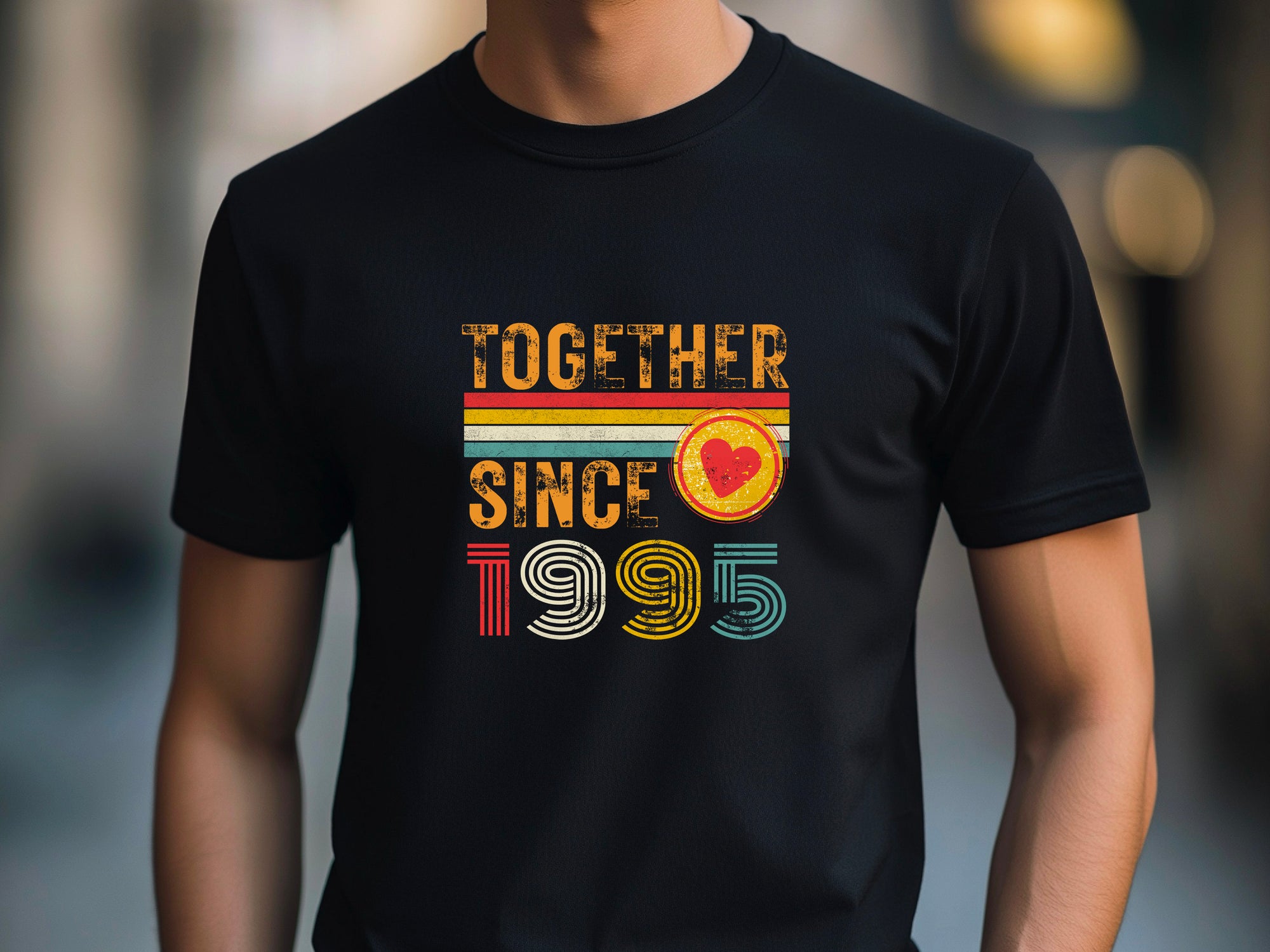 Customise Any Year Together Since 1995 Vintage Couple 30th Wedding Anniversary T-Shirt Husband Wife Boyfriend Girlfriend T Shirt Tee Top