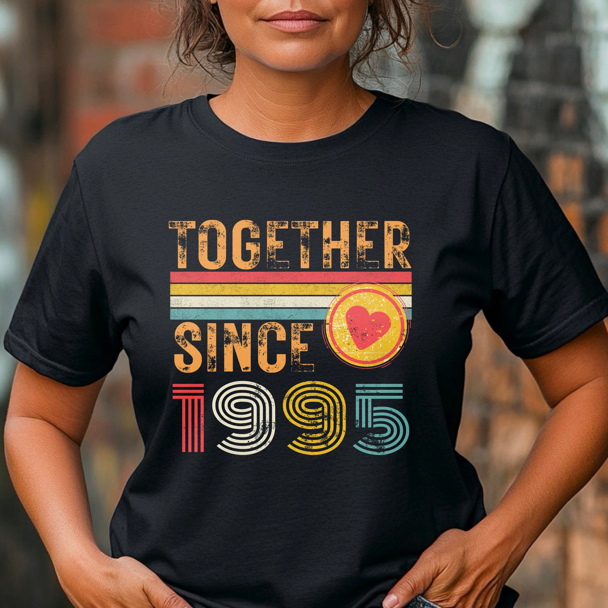 Customise Any Year Together Since 1995 Vintage Couple 30th Wedding Anniversary T-Shirt Husband Wife Boyfriend Girlfriend T Shirt Tee Top