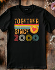 Custom Year 2000 Together Since T-Shirt, Retro Love Shirt, Couple Anniversary Gift, Husband Wife Matching Tee, Valentine’s Gift Idea