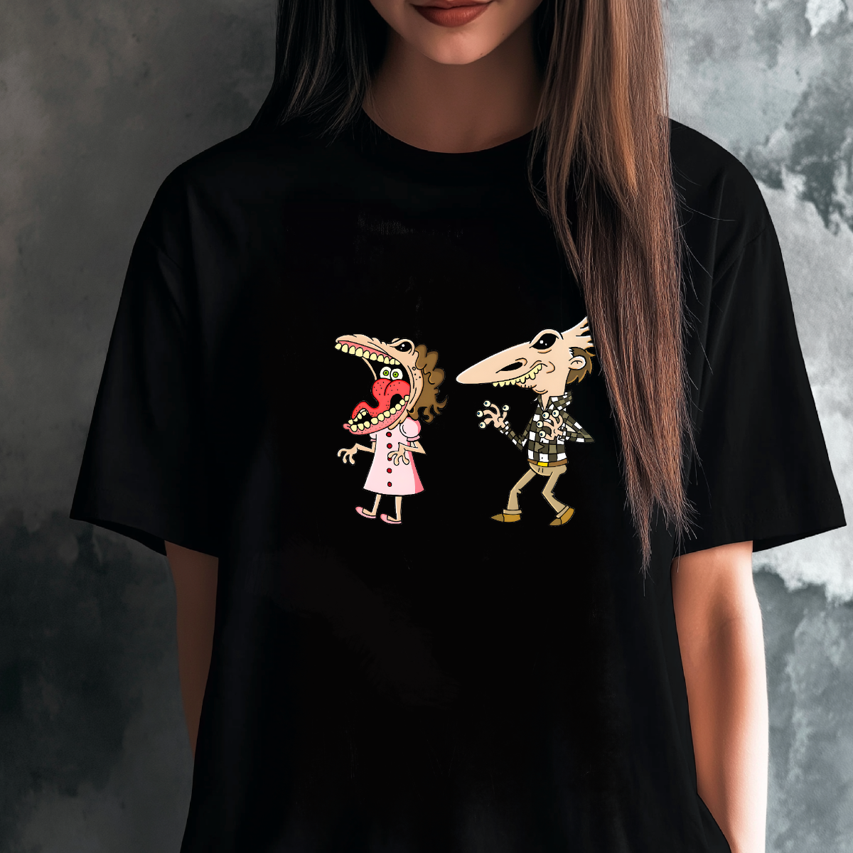 Beetlejuice Adam and Barbara Mask Graphic Organic Cotton T-Shirt