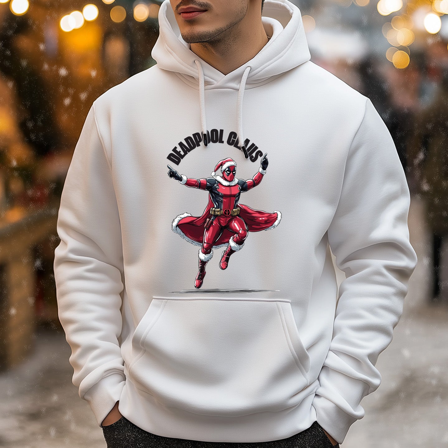 Deadpool Claus White Christmas Hoodie for Women