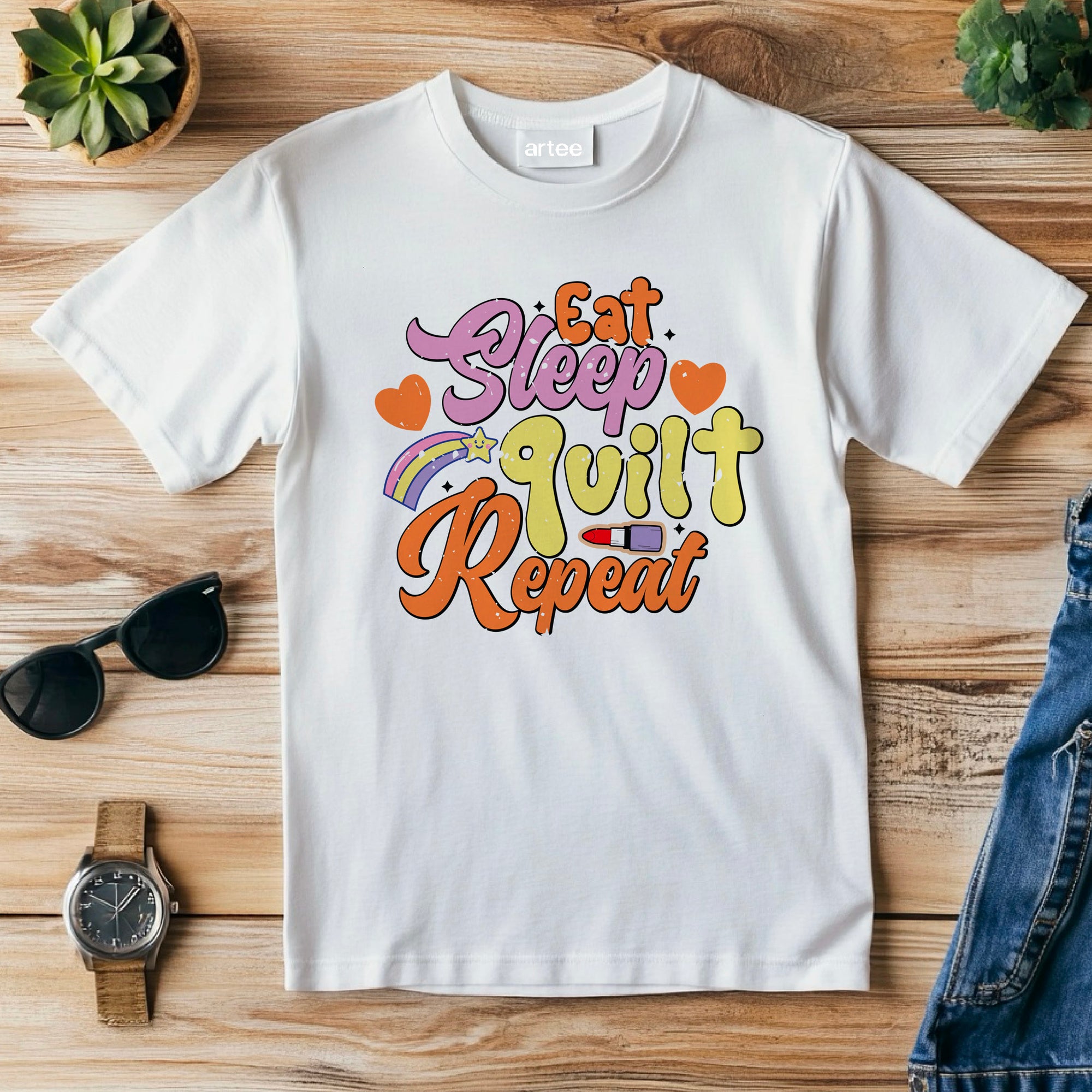 Eat Sleep Quilt Repeat T-Shirt, Funny Quilting Shirt, Quilter Gift Tee, Eat Sleep Gym Repeat Shirt, Gym Slogan Tee, Gift for Gym Lover