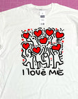 Keith Haring Clothing I Love Me | Colorful Keith Haring Print T-Shirt, Heart Art, Valentine T-Shirt, Unisex Fashion, Casual Style