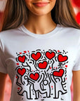Keith Haring Clothing I Love Me | Colorful Keith Haring Print T-Shirt, Heart Art, Valentine T-Shirt, Unisex Fashion, Casual Style