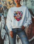 Frida Kahlo Art Sweatshirt | Unique Valentine Gift for Her | Women's Cute Love Sweatshirt for Valentine's Day