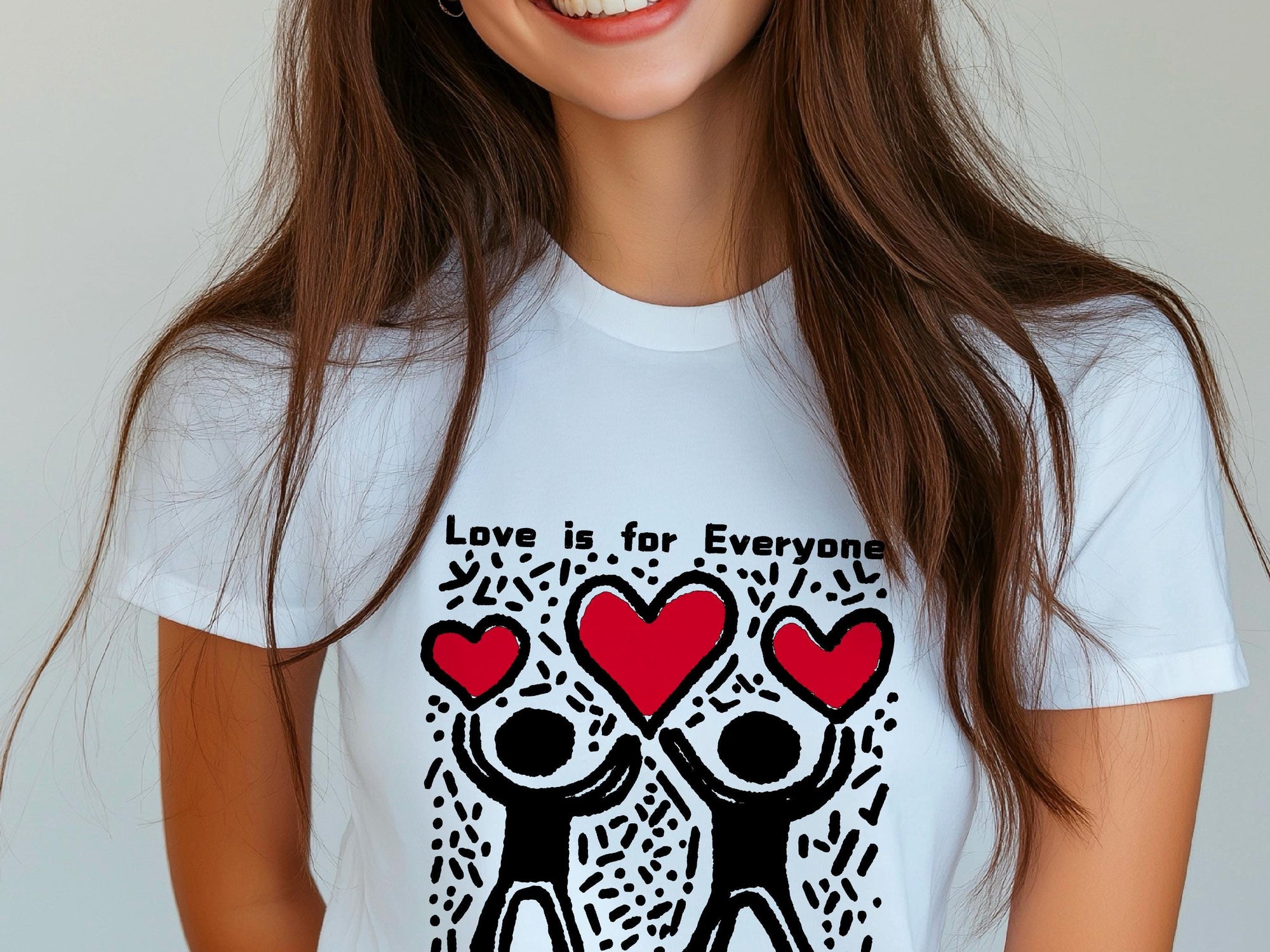 Keith Haring Inspired T-Shirt - Love and Kiss Pop Art Tee, Perfect Valentine Gift