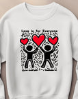 Keith Haring 'Love is for Everyone' Sweatshirt | Colorful Heart Art, Valentine, Unisex Fashion
