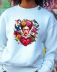 Frida Kahlo Art Sweatshirt | Unique Valentine Gift for Her | Women's Cute Love Sweatshirt for Valentine's Day