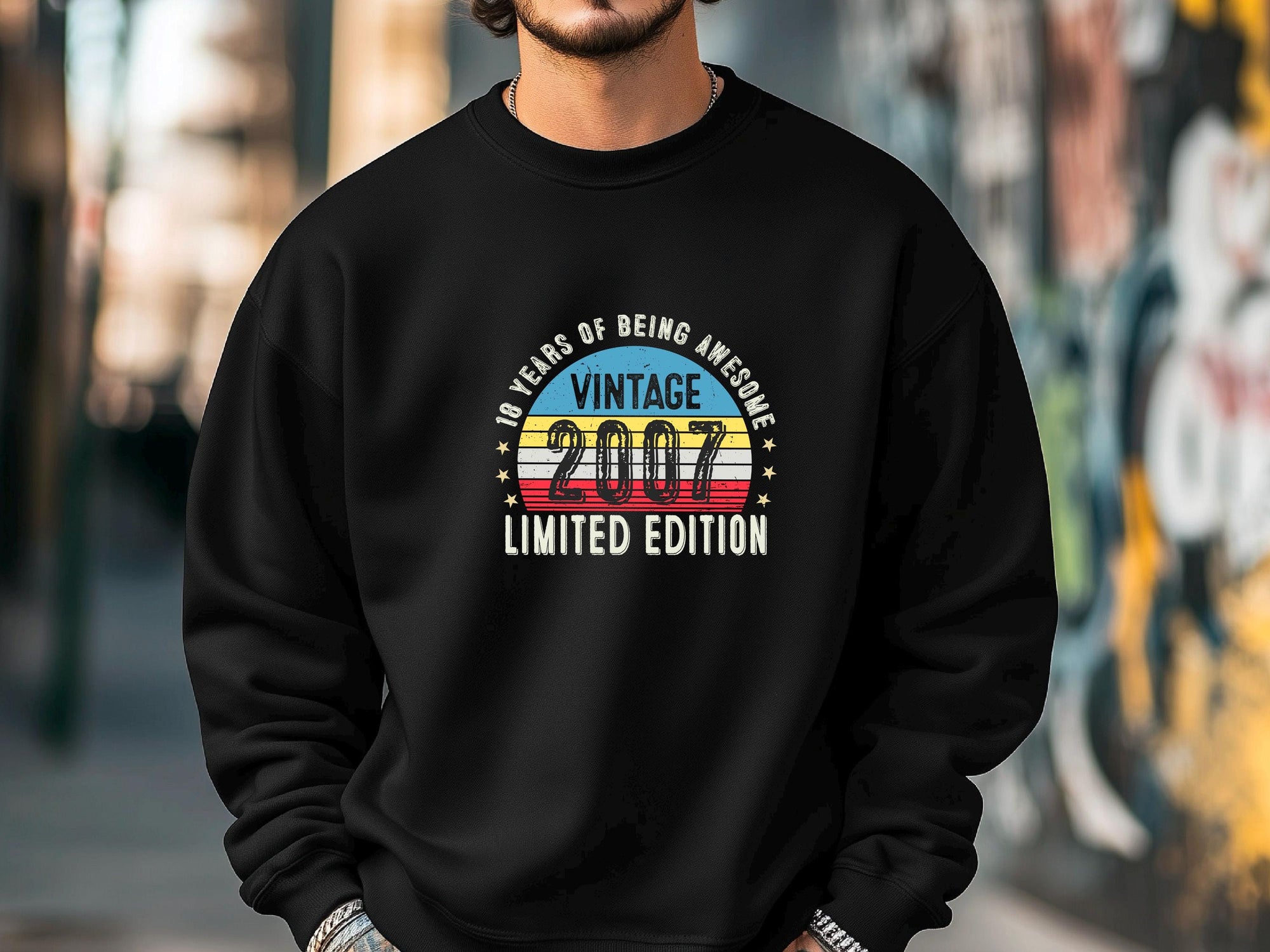 2007 18th Birthday Sweatshirt | Funny 18th Gifts for Son, Gifts for Him | Cozy 18th Sweatshirt for Men