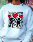 Keith Haring 'Love is for Everyone' Sweatshirt | Colorful Heart Art, Valentine, Unisex Fashion