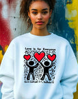 Keith Haring 'Love is for Everyone' Sweatshirt | Colorful Heart Art, Valentine, Unisex Fashion