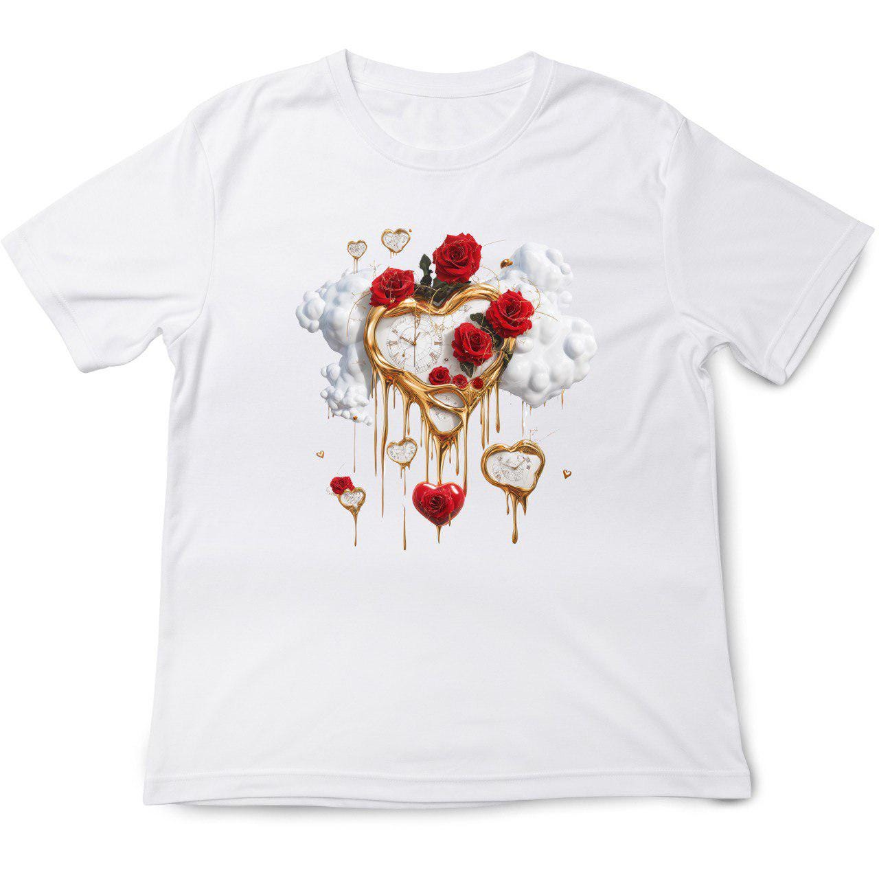 Heart T-Shirt – Dali-Inspired Art Shirt with Roses – Perfect Valentine’s Gift