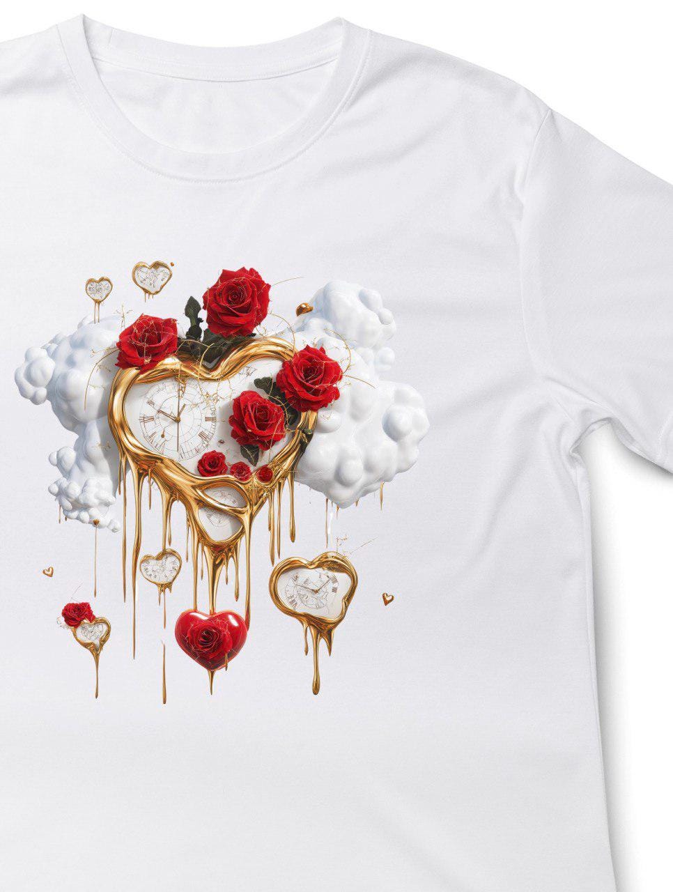 Heart T-Shirt – Dali-Inspired Art Shirt with Roses – Perfect Valentine’s Gift
