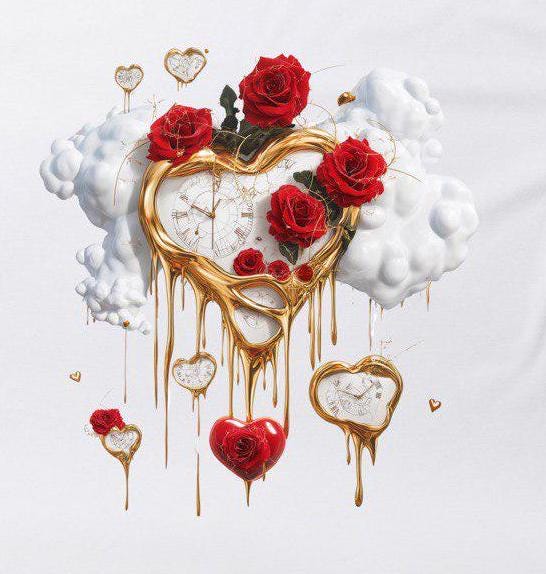 Heart T-Shirt – Dali-Inspired Art Shirt with Roses – Perfect Valentine’s Gift