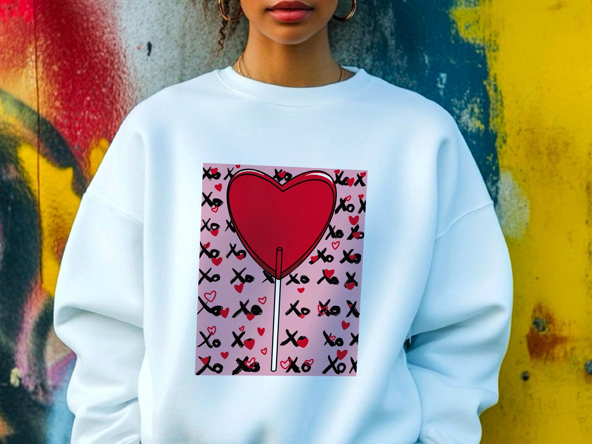 Candy Sweatshirt - Colorful Lollipop Design - Funny Candy Queen Gift for Her, Daughter, Sister, Girlfriend - Sucker for You