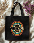 Vintage Tote Bag | Retro Fashion Canvas Bag | Rainbow Print Bag | Stylish & Durable