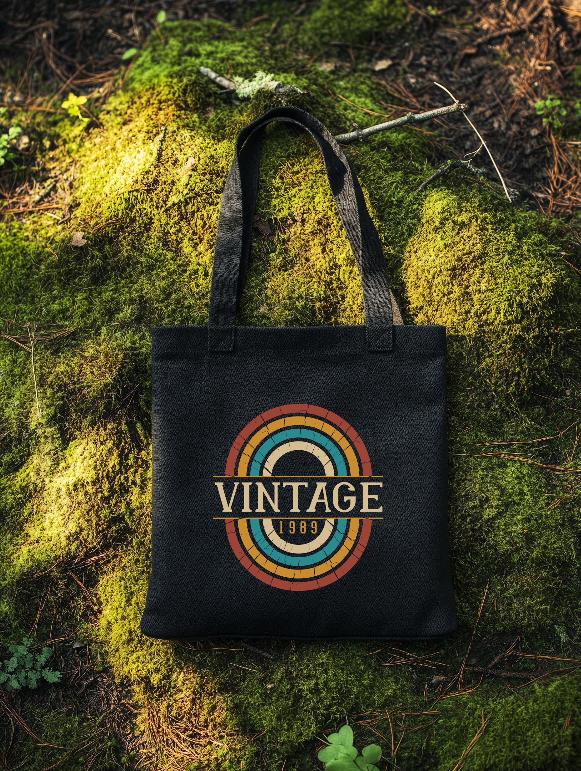 Vintage Tote Bag | Retro Fashion Canvas Bag | Rainbow Print Bag | Stylish & Durable