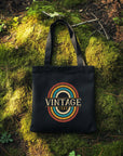 Vintage Tote Bag | Retro Fashion Canvas Bag | Rainbow Print Bag | Stylish & Durable